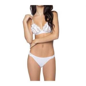 NEW PILY Q water lily lace thong in white